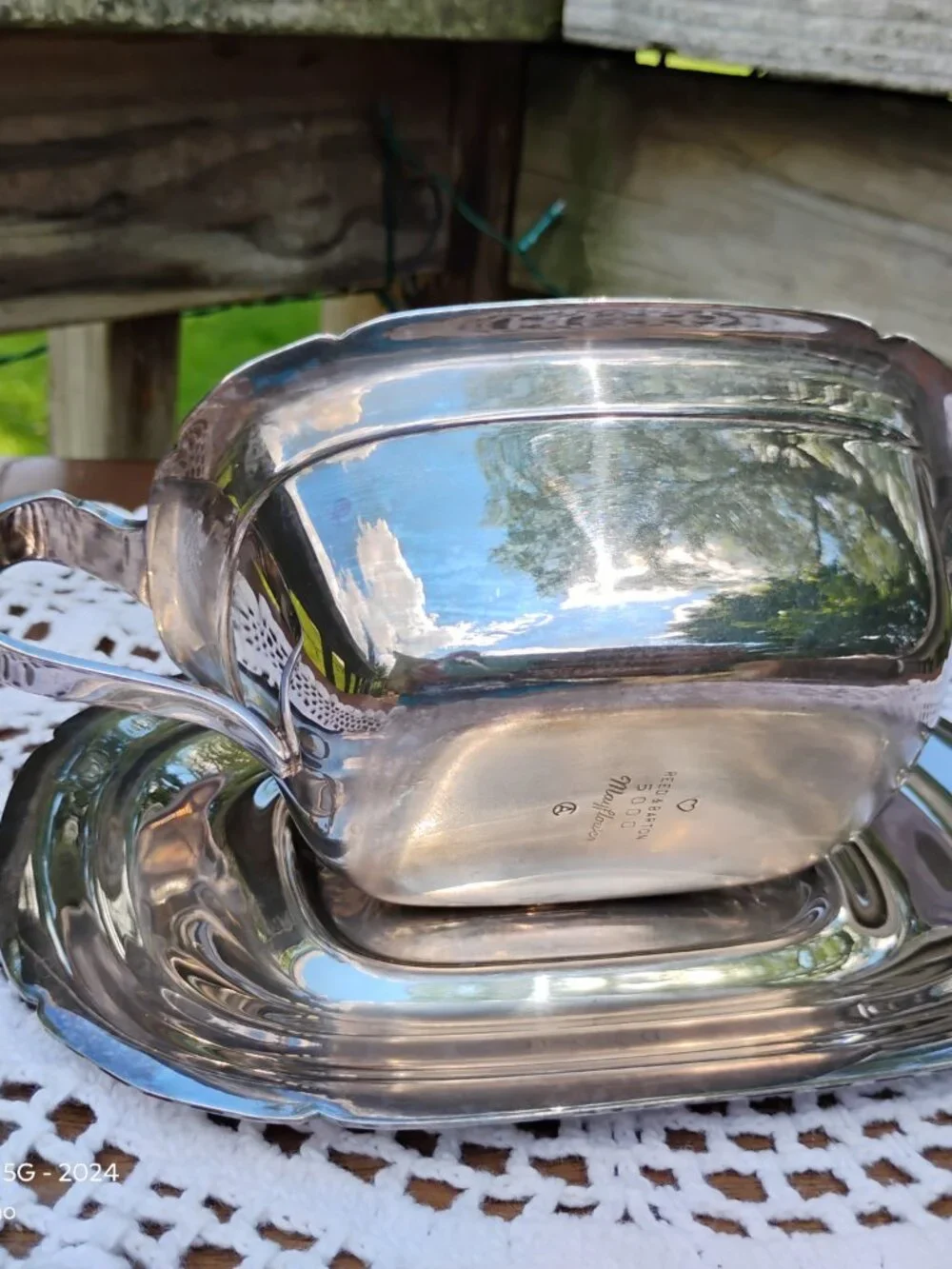 Reed and Barton Mayflower 5000 silver plated gravy boat with under plate made 19